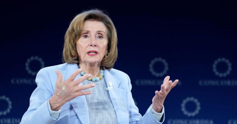 Rep. Nancy Pelosi, Speaker Emerita, speaks onstage during the 2025 Concordia Annual Summit at Sheraton New York Times Square on Sept. 23, 2025, in New York City.