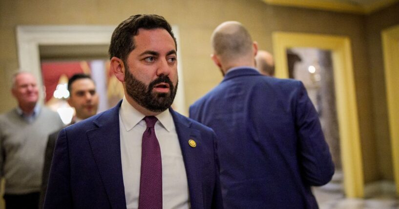 Rep. Michael Lawler, a Republican from New York, walks into the office of House Speaker Mike Johnson on Capitol Hill on Nov. 17, 2025, in Washington, D.C.