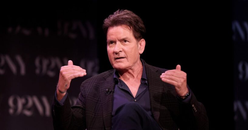 Charlie Sheen attends a conversation for his new book "The Book Of Sheen" with David Duchovny at 92NY on Sept. 8, 2025, in New York City.