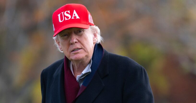 President Donald Trump arrives on the South Lawn of the White House on Nov. 22, 2025, in Washington, D.C.