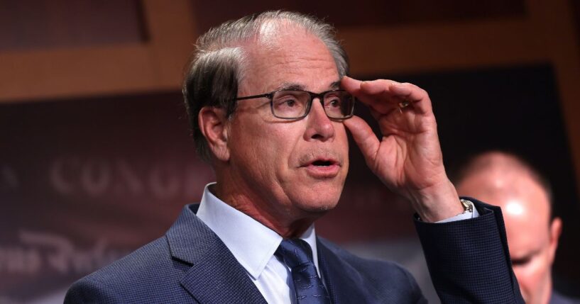 Sen. Mike Braun, a Republican from Indiana, speaks on government funding during a press conference at the U.S. Capitol on March 6, 2024, in Washington, D.C.