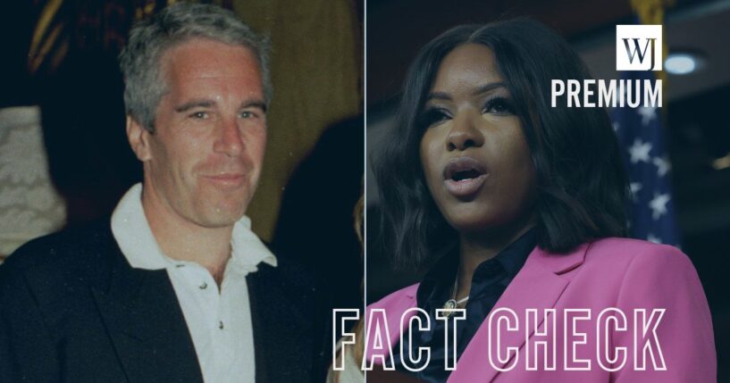 Rep. Jasmine Crockett, right, got her facts confused while trying to tie a Trump administration cabinet member to convicted pedophile Jeffrey Epstein.