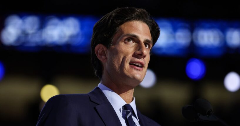 Jack Schlossberg, grandson of former U.S. President John F. Kennedy, speaks on stage Aug. 20, 2024, during the second day of the Democratic National Convention in Chicago, Illinois.