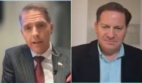 Conservative commentator Scott Jennings, left, told podcast host Mark Helperin that a Tuesday message by six elected Democrats was an attempt to "foment insurrection in the ranks of the military."