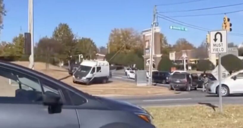 An officer was injured after DHS said a man “weaponized” his vehicle against a North Carolina ICE raid. (Screenshot via @DHSgov on X)