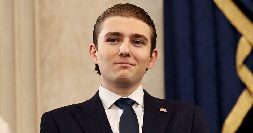Barron Trump, seen in a Jan. 20 photo at the inauguration of his father, President Donald Trump, is "very close to putting his faith in Christ," a pastor revealed on a recent podcast.