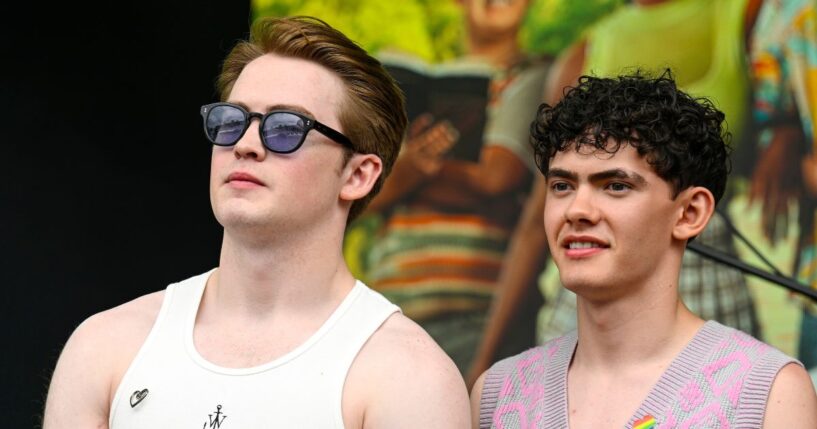 The cast of "Heartstoppers" on the Trafalgar Square Stage on July 1, 2023, in London, England.
