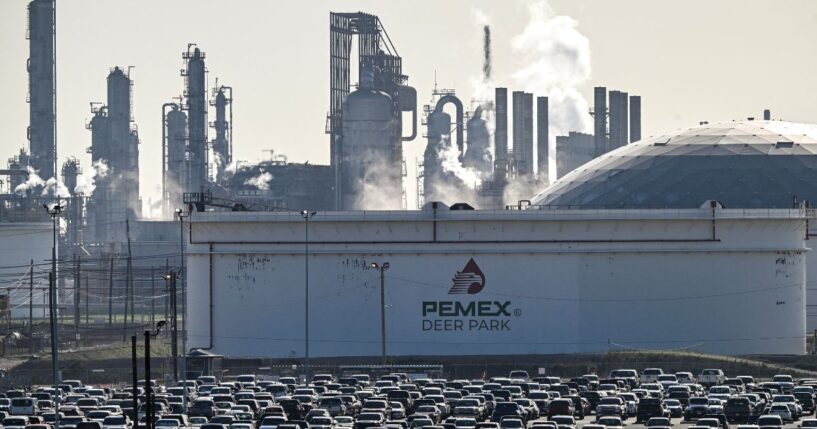 The PEMEX Deer Park oil refinery is seen on April 8, 2025, in Deer Park, Texas.