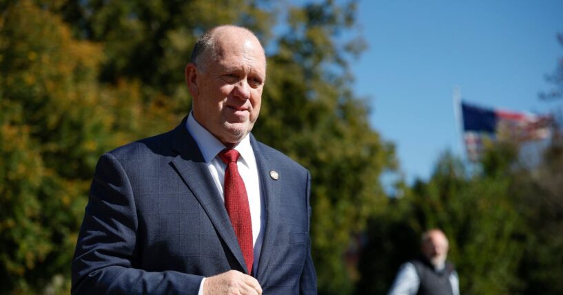 White House border czar Tom Homan walks back to the White House after conducting a television interview on Oct. 16, 2025, in Washington, D.C.