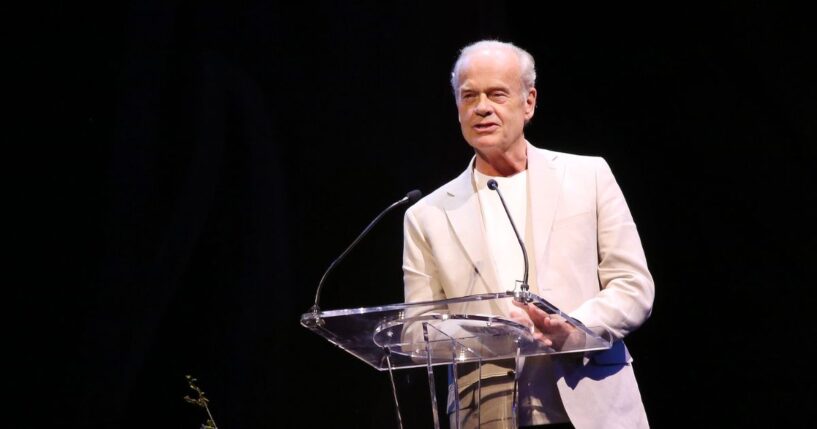 Kelsey Grammer speaks during a memorial for actor James Earl Jones called "James Earl Jones a Celebration of Life" at The James Earl Jones Theater on April 7, 2025, in New York City.