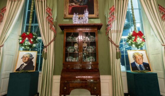 The new White House Christmas decorations include LEGO portraits of President George Washington and President Donald Trump.