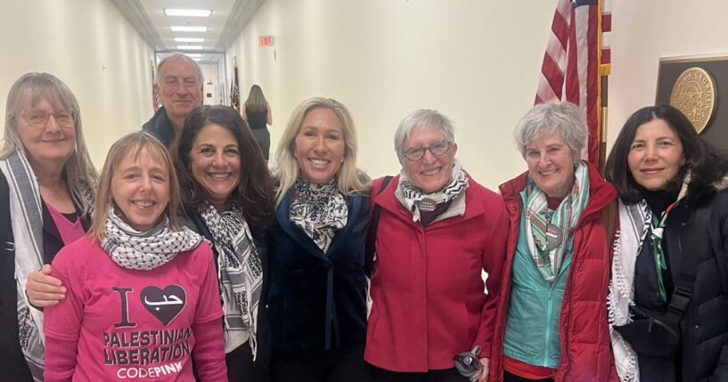 Rep. Marjorie Taylor Greene met on Dec. 10, 2025, with members of Code Pink, whose co-founder Medea Benjamin praised the outgoing congresswoman as a “strong anti war voice” in Congress.
