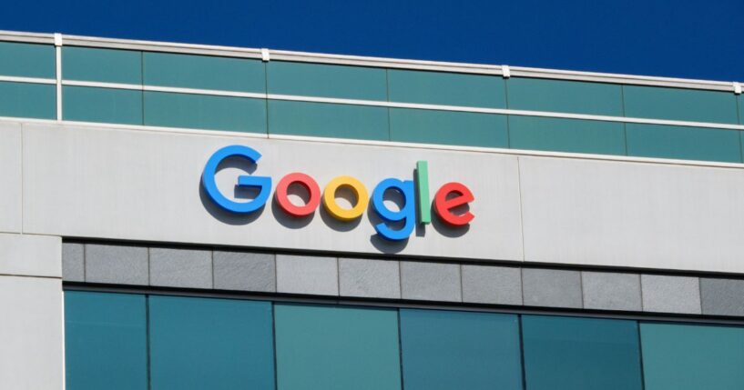 A Google logo is displayed outside an office building on Dec. 12, 2025, in San Diego, California.