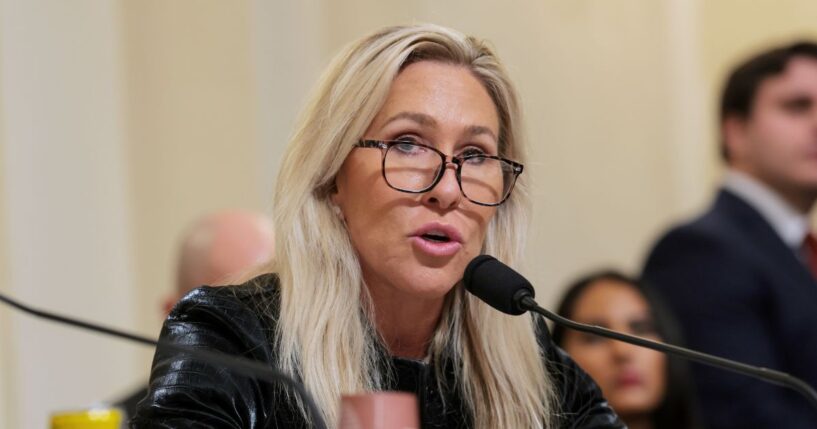 Rep. Marjorie Taylor Greene speaks during a hearing with the House Committee on Homeland Security in the Cannon House Office Building on Dec. 11, 2025, in Washington, D.C.