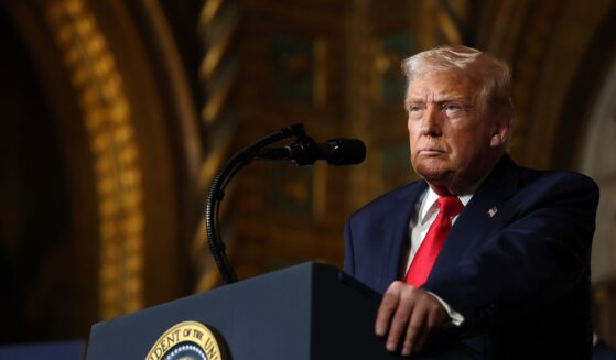 President Donald Trump takes questions as he announced the creation of the “Trump-class” battleship during a statement to the media at Trump’s Mar-a-Lago estate on Dec. 22, 2025, in Palm Beach, Florida.