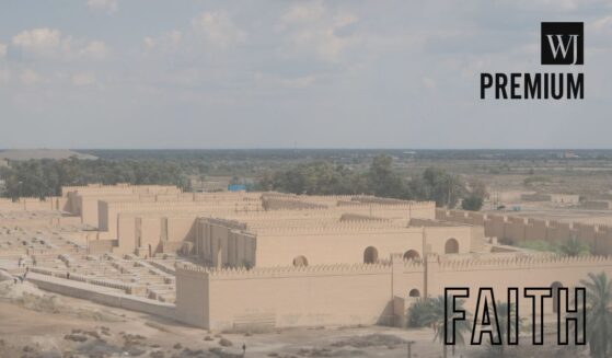 General view of Babylonian ruins seen from the hilltop overlooking the site on March 21, 2023, in Babylon, Iraq.