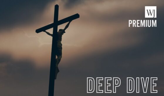 The Crucifix displayed in front of a dark and dramatic sky.