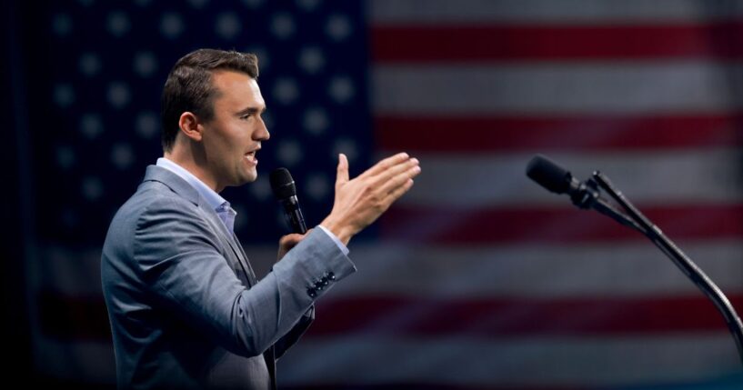 TPUSA founder Charlie Kirk speaks at the Turning Point USA Believers Summit conference at the Palm Beach Convention Center on July 26, 2024.