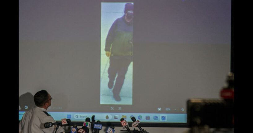 Police Chief of the Providence Police Department Colonel Oscar Perez shows an image of a person of interest in the Brown University shooting on Dec. 15, 2025 in Providence, Rhode Island.