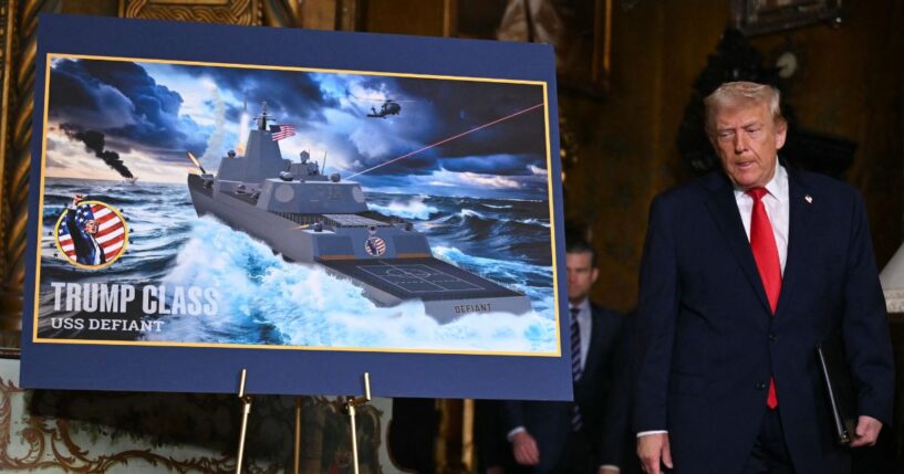 President Donald Trump announces the US Navy's new Golden Fleet initiative in Palm Beach, Florida, on Dec. 22, 2025.