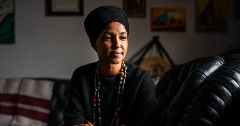 Rep. Ilhan Omar poses for a portrait inside her office on Capitol Hill on Dec. 10, 2025 in Washington, DC.