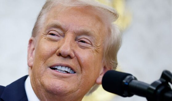 President Donald Trump delivers remarks in the Oval Office of the White House in Washington, DC on Oct. 16, 2025.
