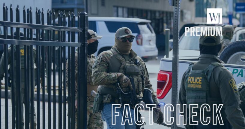 Members of Immigration and Customs Enforcement and Customs and Border Patrol patrol near a Lowe's hardware store in New Orleans, Louisiana, on Dec. 3, 2025.