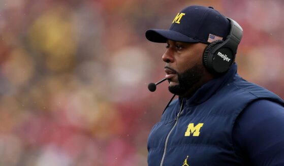 Head coach Sherrone Moore of the Michigan Wolverines reacts against the Ohio State Buckeyes Nov. 29 at Michigan Stadium in Ann Arbor, Michigan.