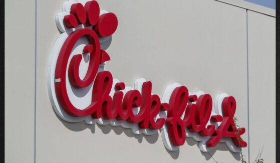 A Chick-fil-A logo is displayed on one of the company's restaurants in San Diego, California.