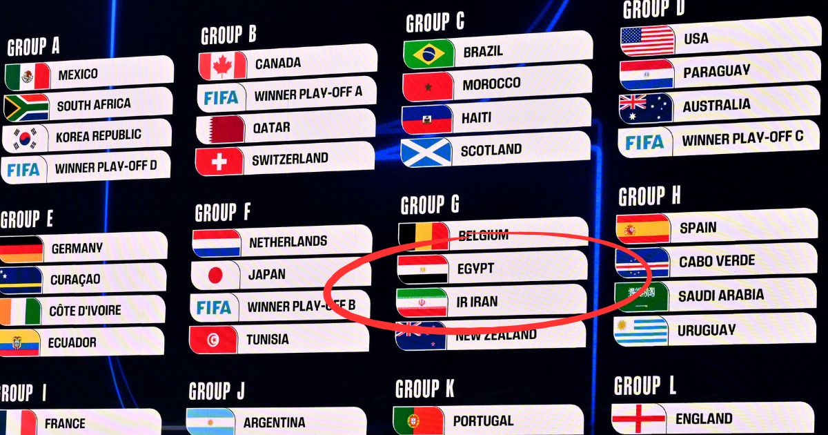 A screen displays the final result of Friday's FIFA World Cup 2026 Official Draw in Washington, D.C, which resulted in two countries with some of the strongest anti-gay laws ending up in a "pride match."