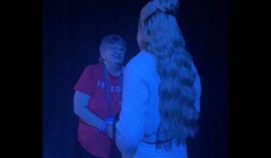 This X screen shot shows Erika Kirk greeting Jeanie Beeman at Turning Point USA's Americafest 2025 event.