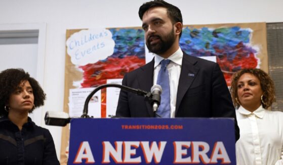 New York City Mayor-elect Zohran Mamdani speaks to the media on Wednesday with his then-Appointments Director Catherine Almonte Da Costa, left, and Jahmila Edwards, right, the head of the Mayor's Office of Intergovernmental Relations.