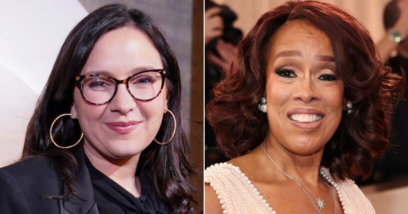 CBS editor in chief Bari Weiss, left, is pondering a reassignment for "CBS Mornings" co-host Gayle King, right.