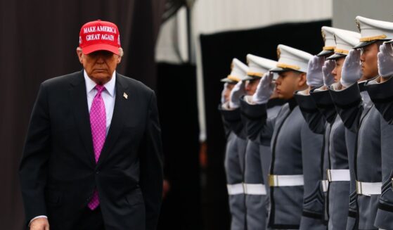 President Donald Trump walks the field prior to addressing graduates of the United States Military Academy at West Point in Michie Stadium on May 24, 2025, in West Point, New York.
