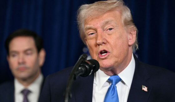 President Donald Trump speaks to the press as Secretary of State Marco Rubio looks on following U.S. military actions in Venezuela at his Mar-a-Lago residence in Palm Beach, Florida, on Jan. 3, 2026.