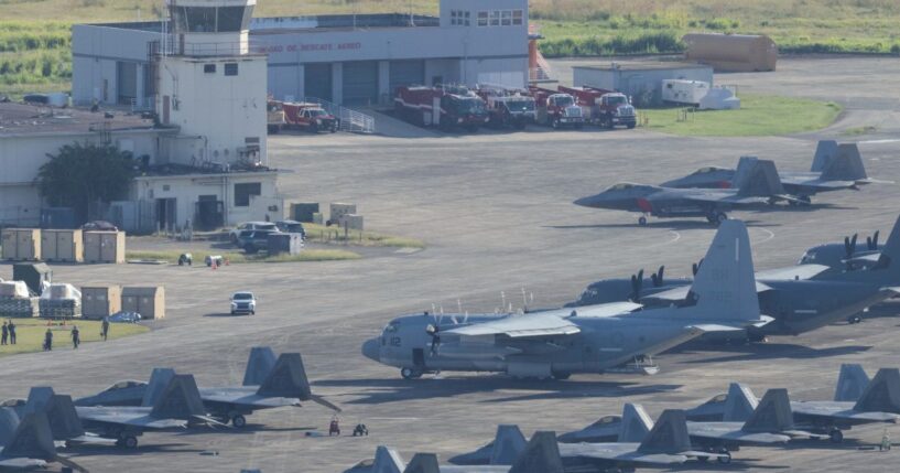 U.S. military aircraft are parked on the tarmac at Jose Aponte de la Torre Airport in Ceiba, Puerto Rico, on Jan. 3, 2025.