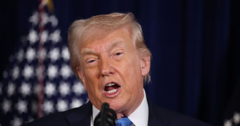 President Donald Trump addresses the media during a news conference at his Mar-a-Lago club on Jan. 3, 2026, in Palm Beach, Florida.