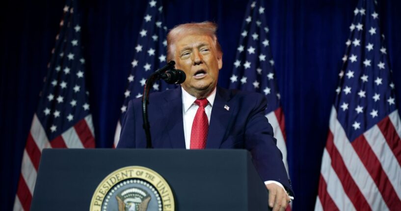 President Donald Trump addresses a House Republican retreat at the John F. Kennedy Center for the Performing Arts on Jan. 6, 2026, in Washington, D.C.