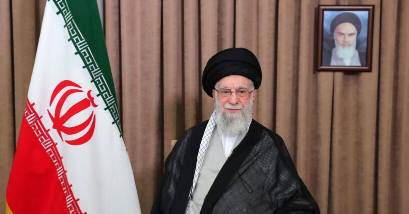 In this handout image provided by the Office of the Supreme Leader of Iran, Iranian Supreme Leader Ali Khamenei addresses the nation in a state television broadcast on June 18, 2025, in Tehran, Iran.