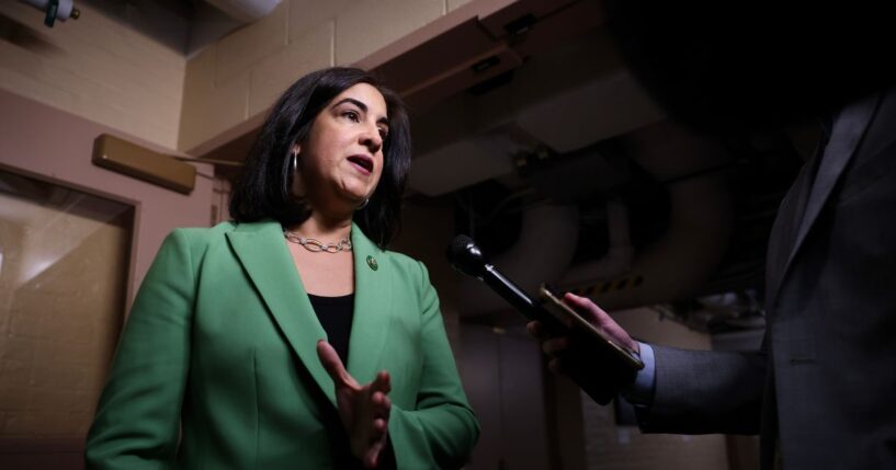 Rep. Nicole Malliotakis, a Republican from New York, speaks to reporters as she arrives for a House Republican Conference meeting at the U.S. Capitol on March 11, 2025, in Washington, D.C.