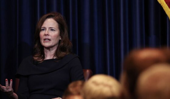 Supreme Court Justice Amy Coney Barrett speaks at the Reagan Library on Sept. 9, 2025, in Simi Valley, California.