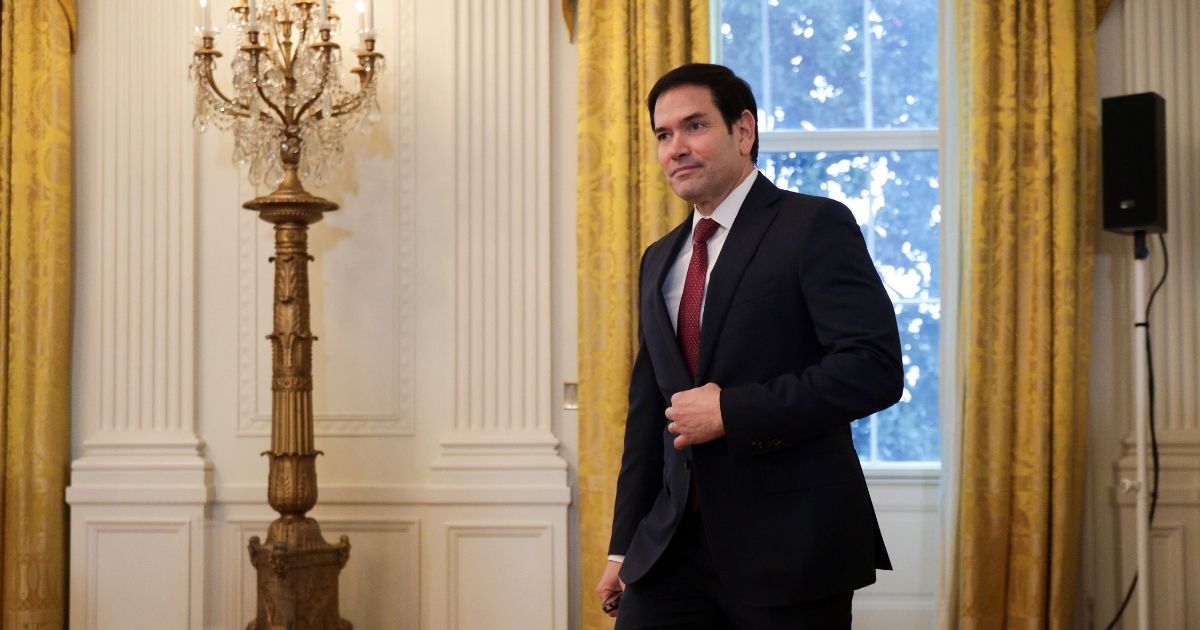 Secretary of State Marco Rubio arrives for a meeting with President Donald Trump and oil and gas executives in the East Room of the White House on Jan. 9, 2026, in Washington, D.C.