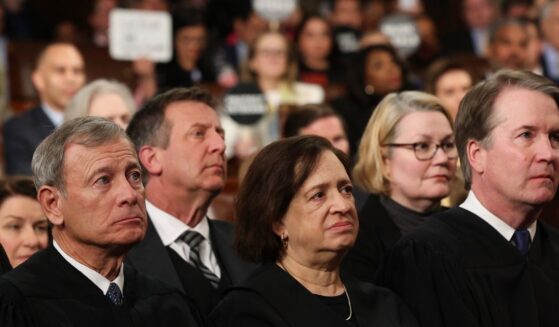 Chief Justice of the United States John Roberts, Justice Elena Kagan, and Justice Brett Kavanaugh attend President Donald Trump's address to a joint session of Congress at the U.S. Capitol on March 4, 2025, in Washington, D.C.