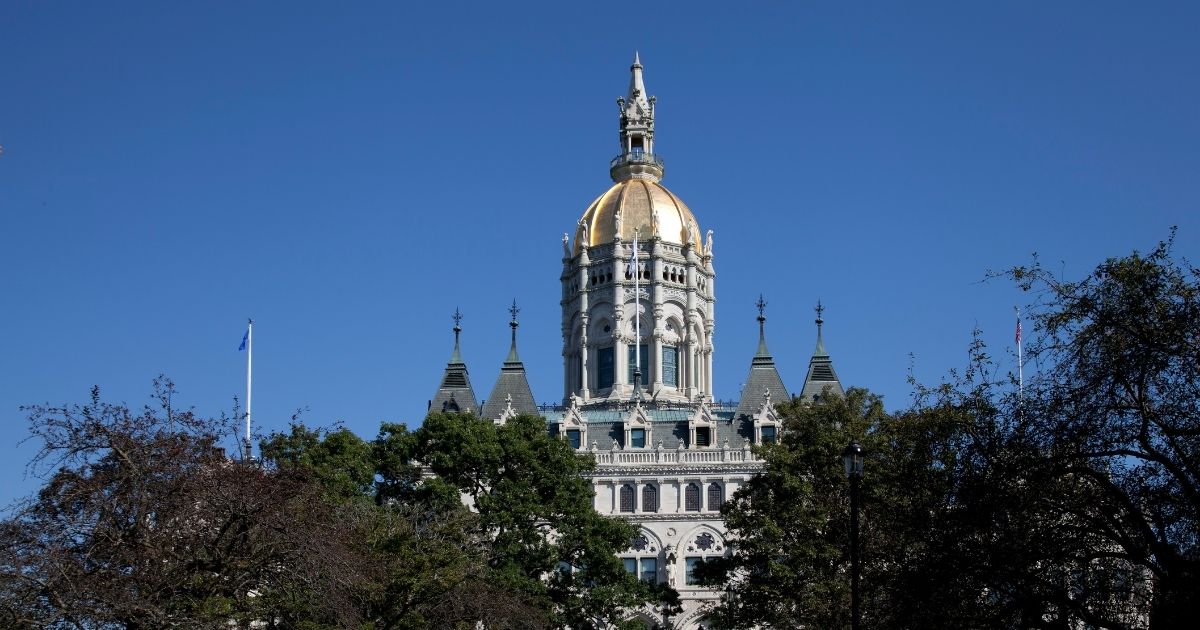 The Connecticut State Capitol is located north of Capitol Avenue and south of Bushnell Park in Hartford, Connecticut.
