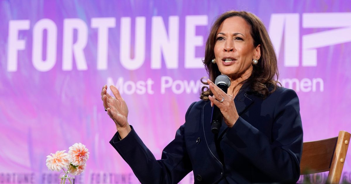 Former Vice President Kamala Harris speaks onstage during the Fortune Most Powerful Women Gala 2025 at Washington National Cathedral on Oct. 14, 2025, in Washington, D.C.