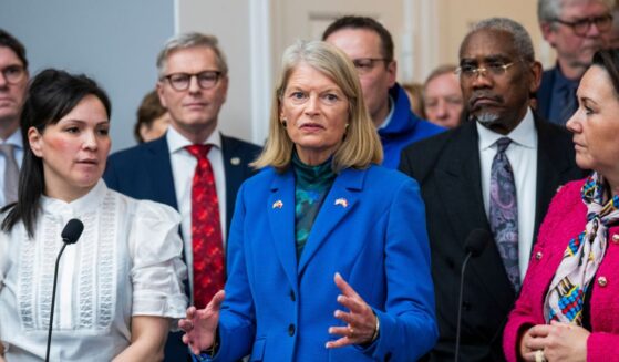 Sen. Lisa Murkowski speaks at a news conference at Christiansborg Palace on Jan. 16, 2026, in Copenhagen, Denmark.