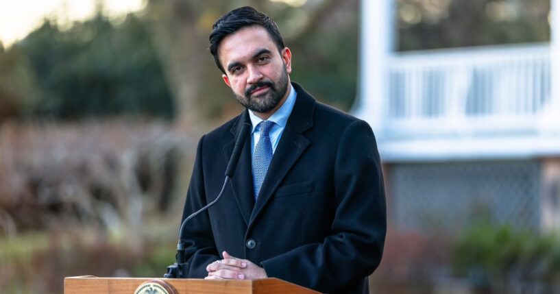 Mayor Zohran Mamdani speaks at a news conference during moving day at Gracie Mansion on Jan. 12, 2026, in New York City.