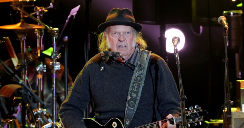 Neil Young performs onstage at Light Up the Blues 7 Concert Celebrating Autism Speaks' 20th Anniversary at the Greek Theatre on April 26, 2025, in Los Angeles, California.