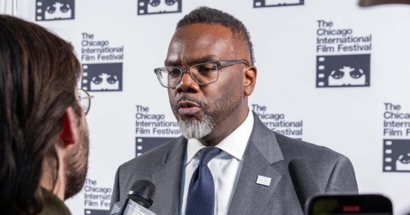 Mayor Brandon Johnson on the red carpet during the 61st Chicago Film Festival at AMC Newcity 14 on Oct. 24, 2025, in Chicago, Illinois.