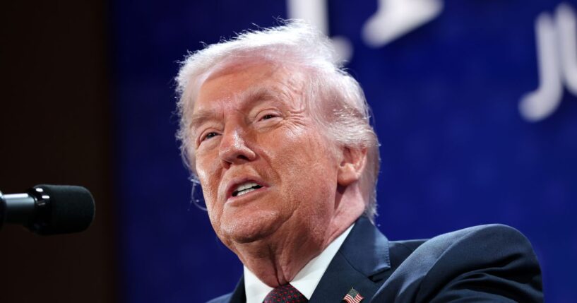 President Donald Trump delivers remarks during the Treasury Department's Trump Accounts Summit at Andrew W. Mellon Auditorium on Jan. 28, 2026, in Washington, D.C.